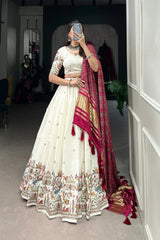Stitched Khadi Cotton Lehenga Set with Sequins & Thread Embroidery