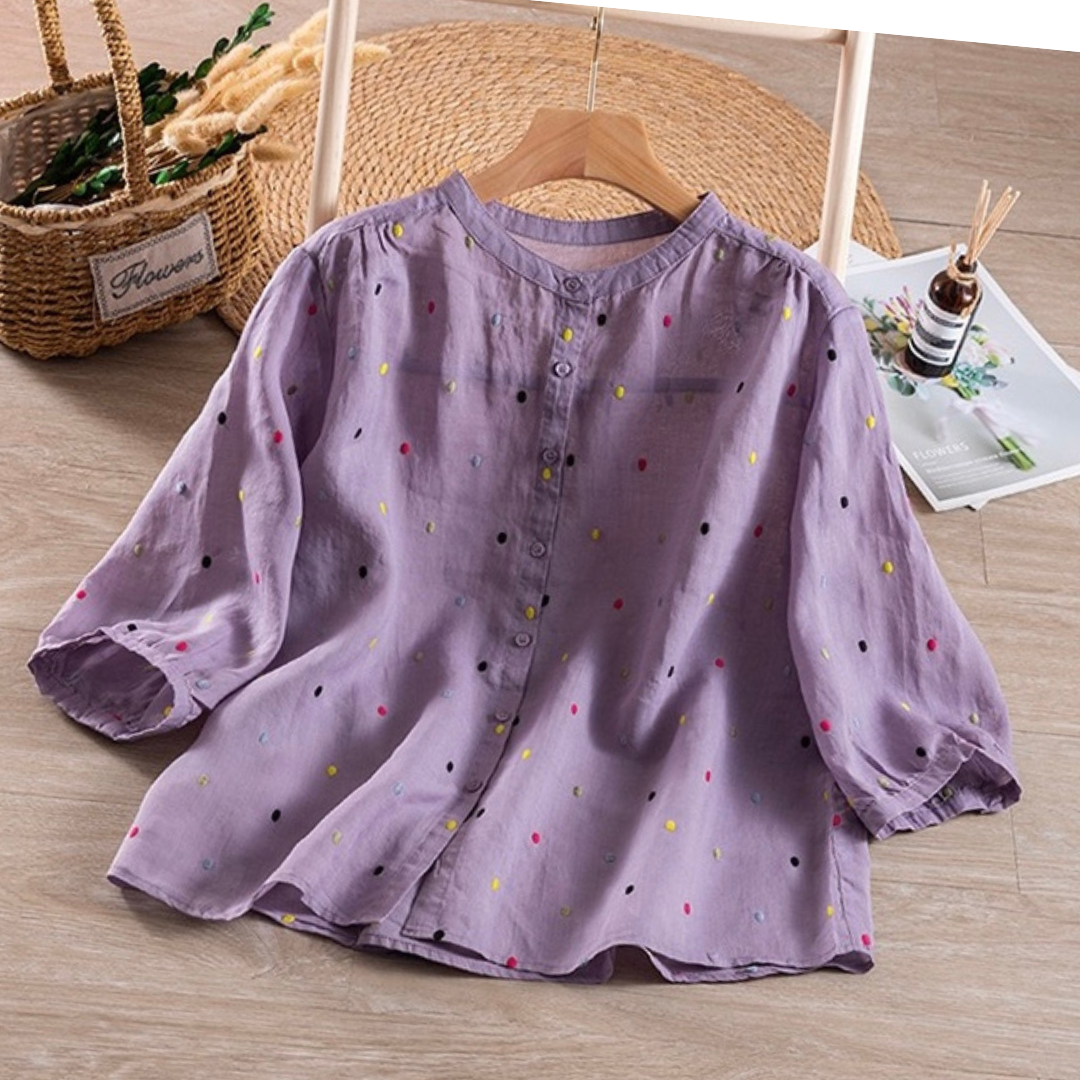 Pure Cotton Casual Wear Shirt With Colorful Embroidered Butties