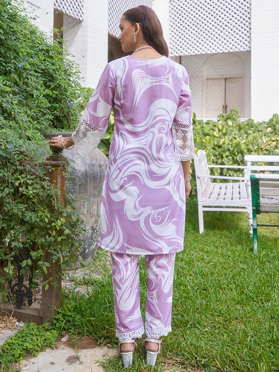 Purple Marble Printed Pure Cotton Co-ord Set