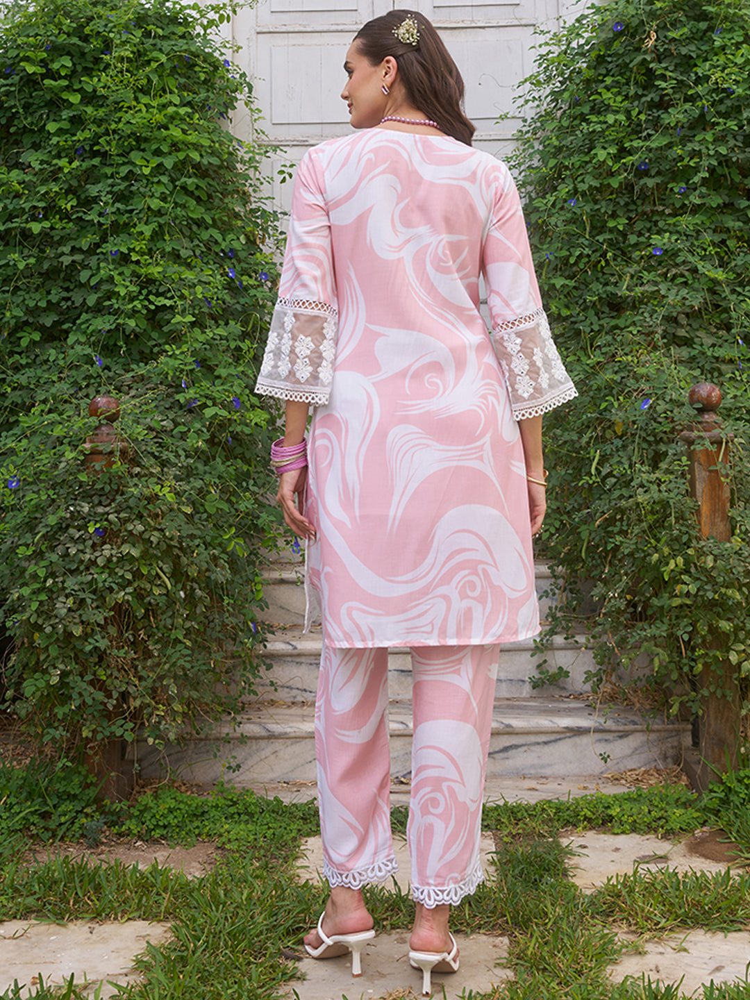 Pink Marble Printed Pure Cotton Co-ord Set