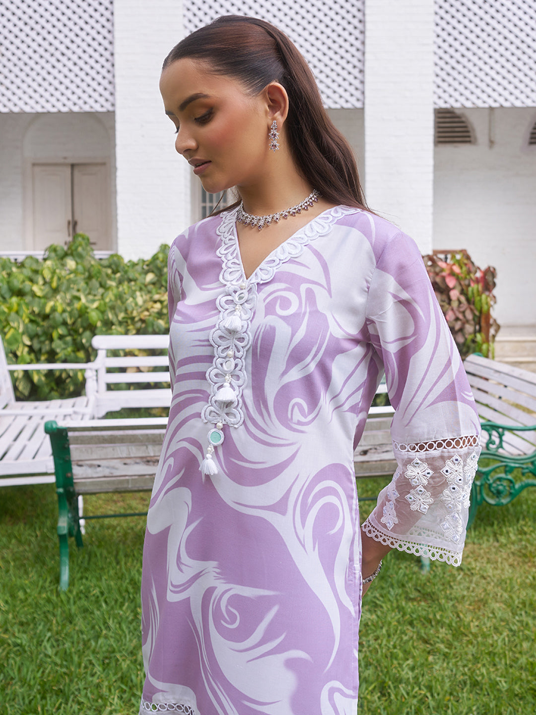 Purple Marble Printed Pure Cotton Co-ord Set