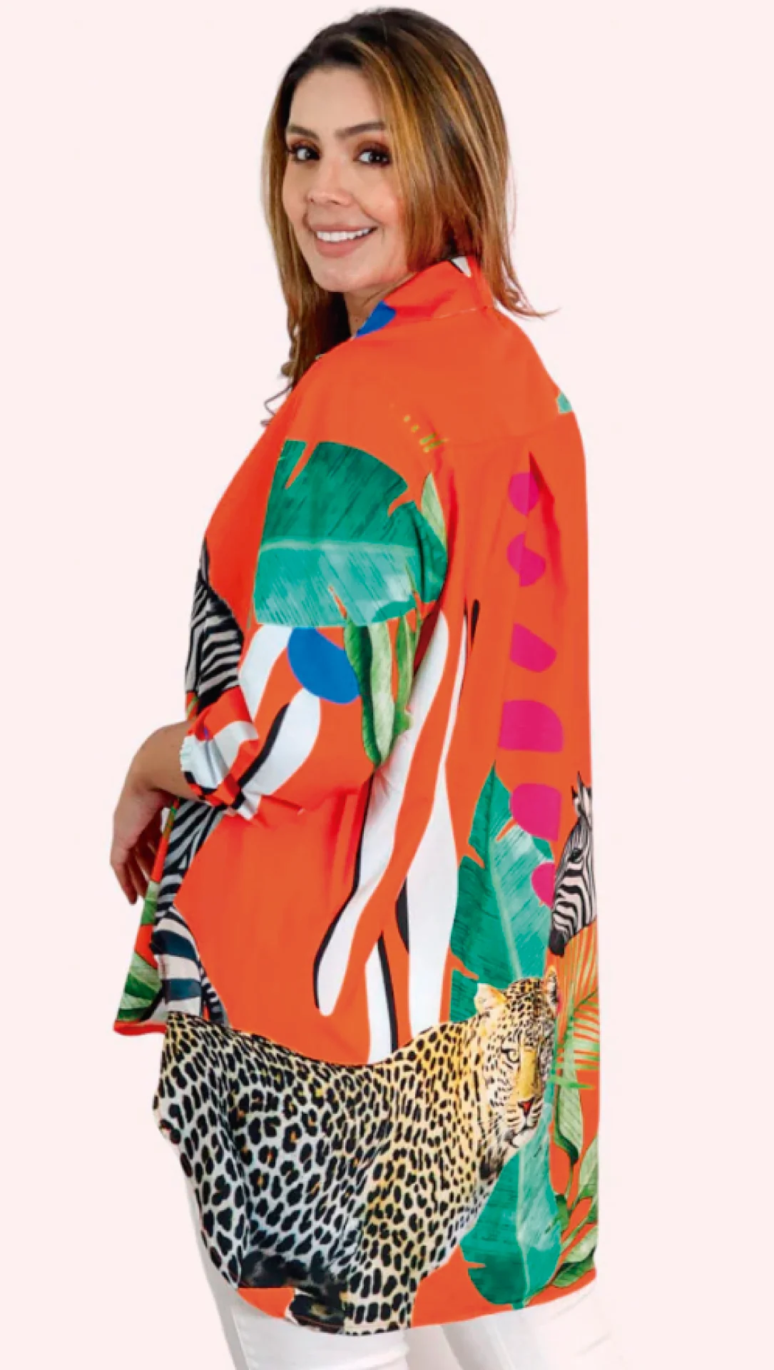 Savanna Printed Silk Satin Shirt for Women – Bold, Tropical & Luxurious