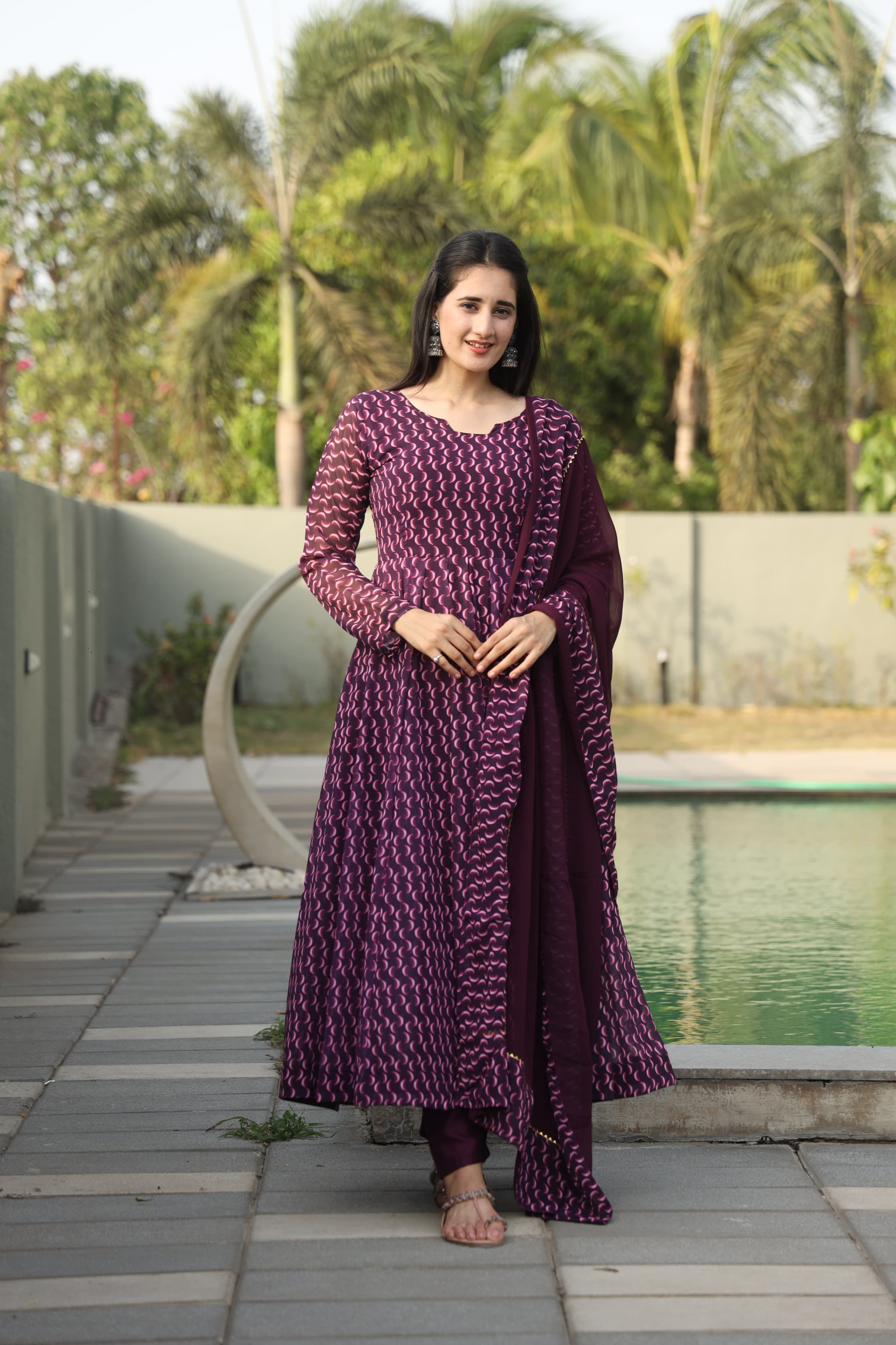ANUPRIYAA WINE SUIT SET