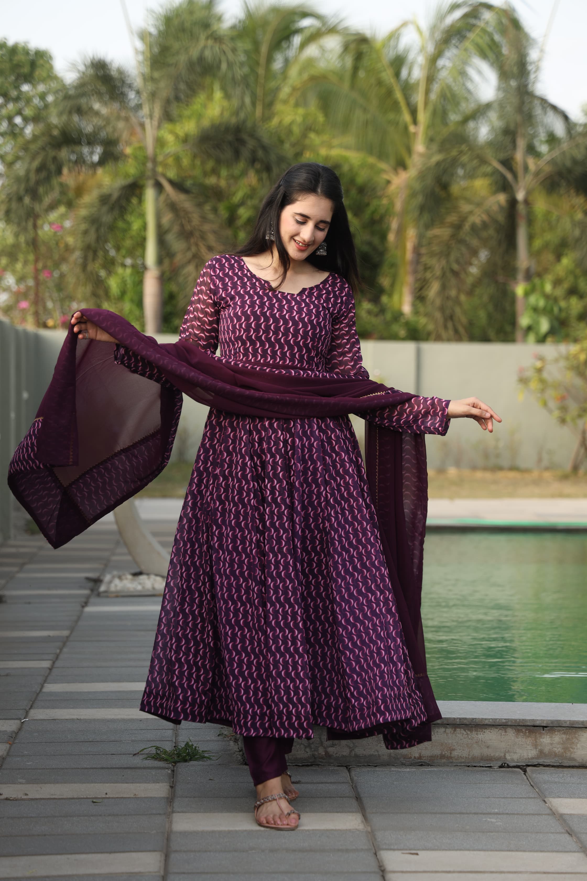 ANUPRIYAA WINE SUIT SET