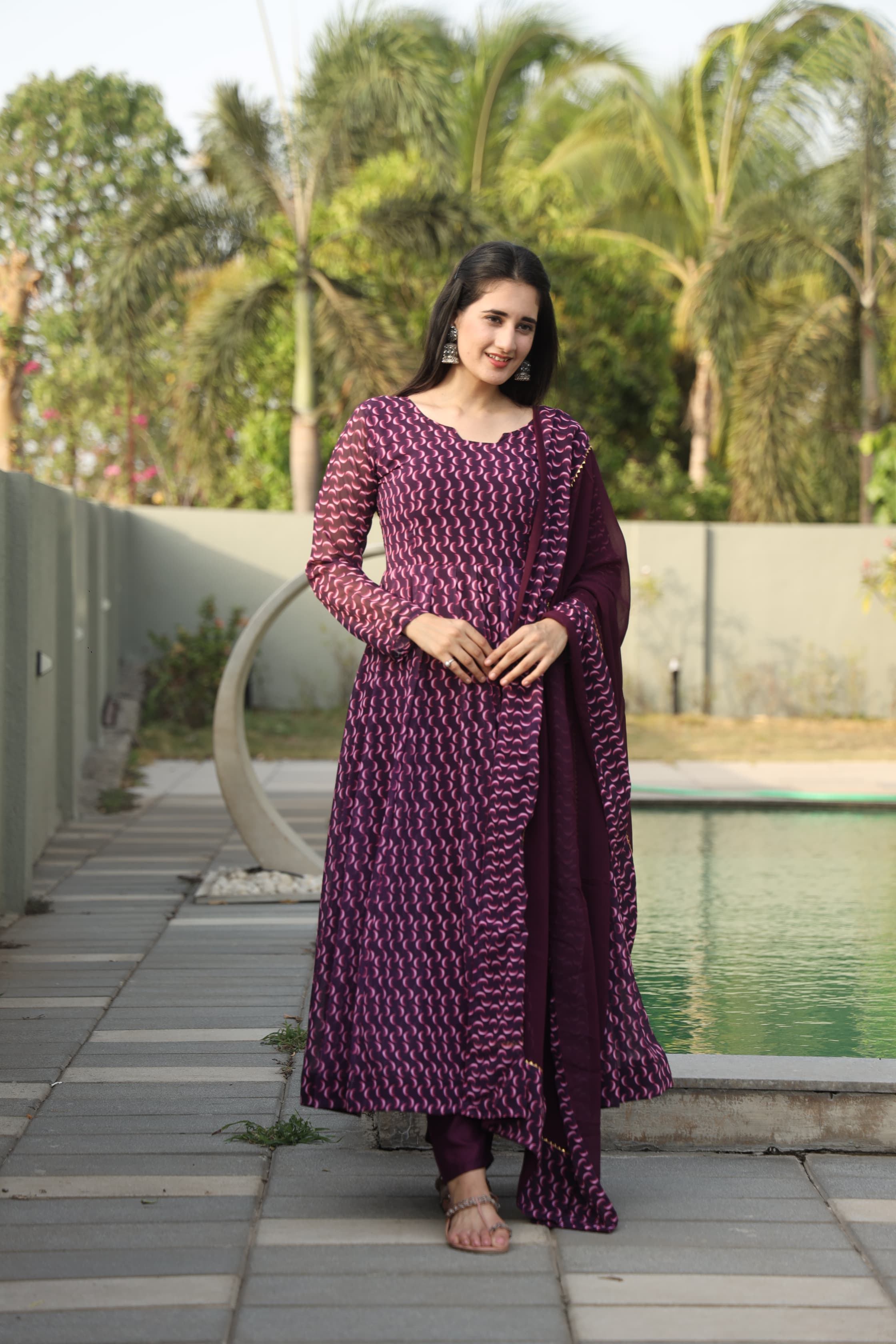 ANUPRIYAA WINE SUIT SET