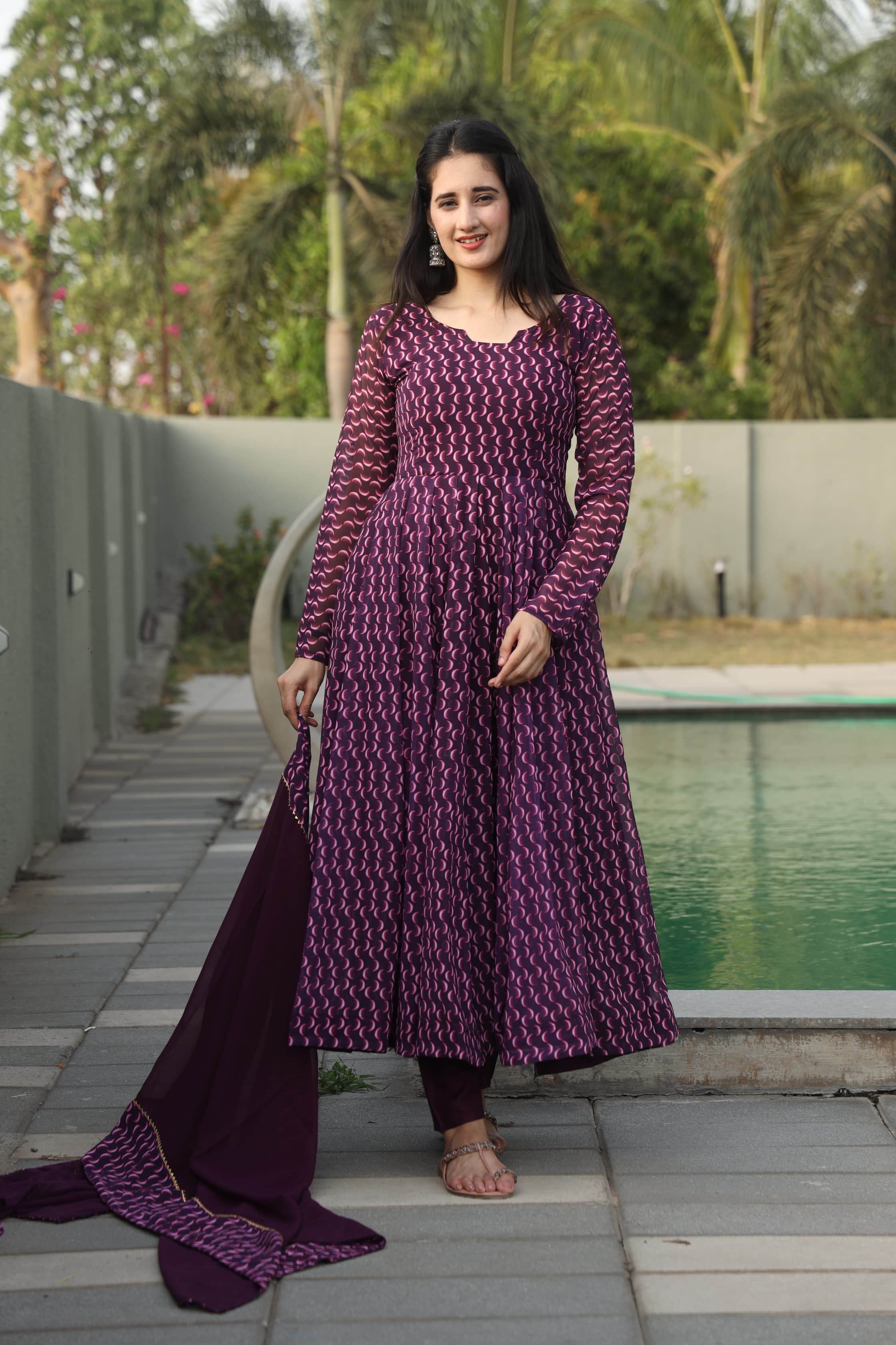 ANUPRIYAA WINE SUIT SET