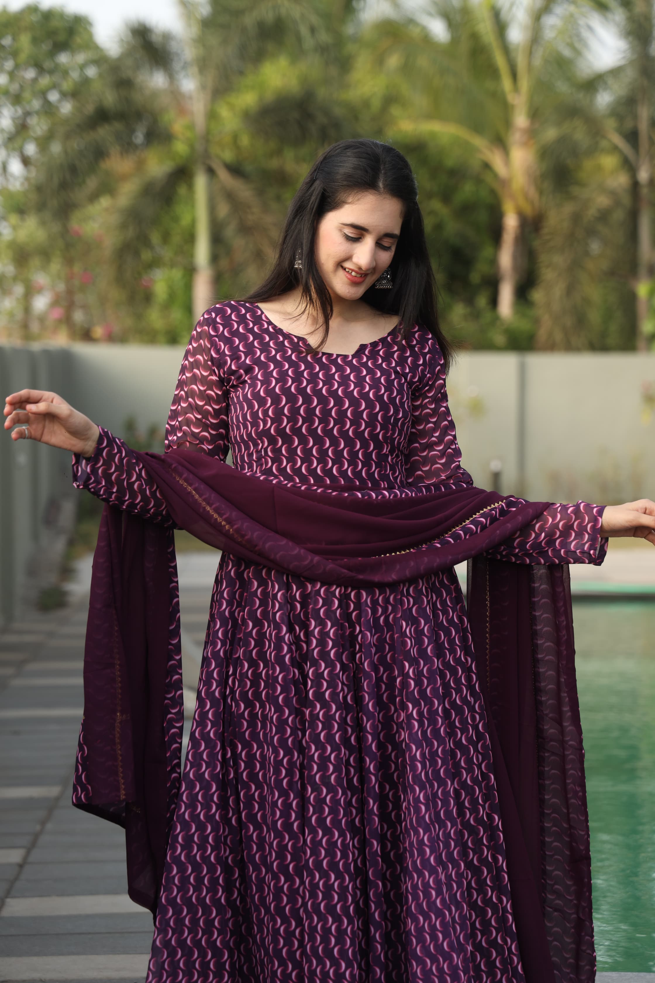 ANUPRIYAA WINE SUIT SET