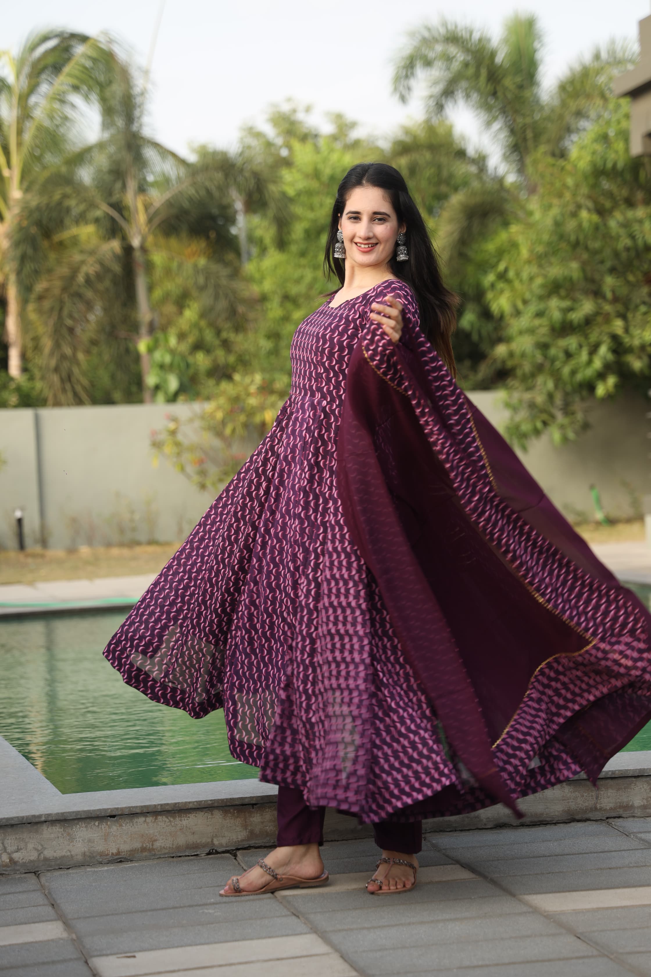 ANUPRIYAA WINE SUIT SET