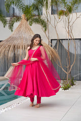 Heavy Pure Romansilk Chanderi Kurta with Soft Nylon Net Dupatta