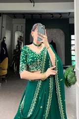 Graceful Georgette Lehenga Set with Elegant Thread Embroidery