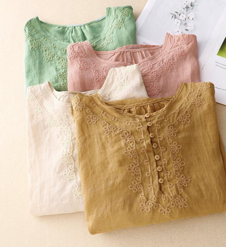 Pure Cotton Embroidered Casual Wear Top