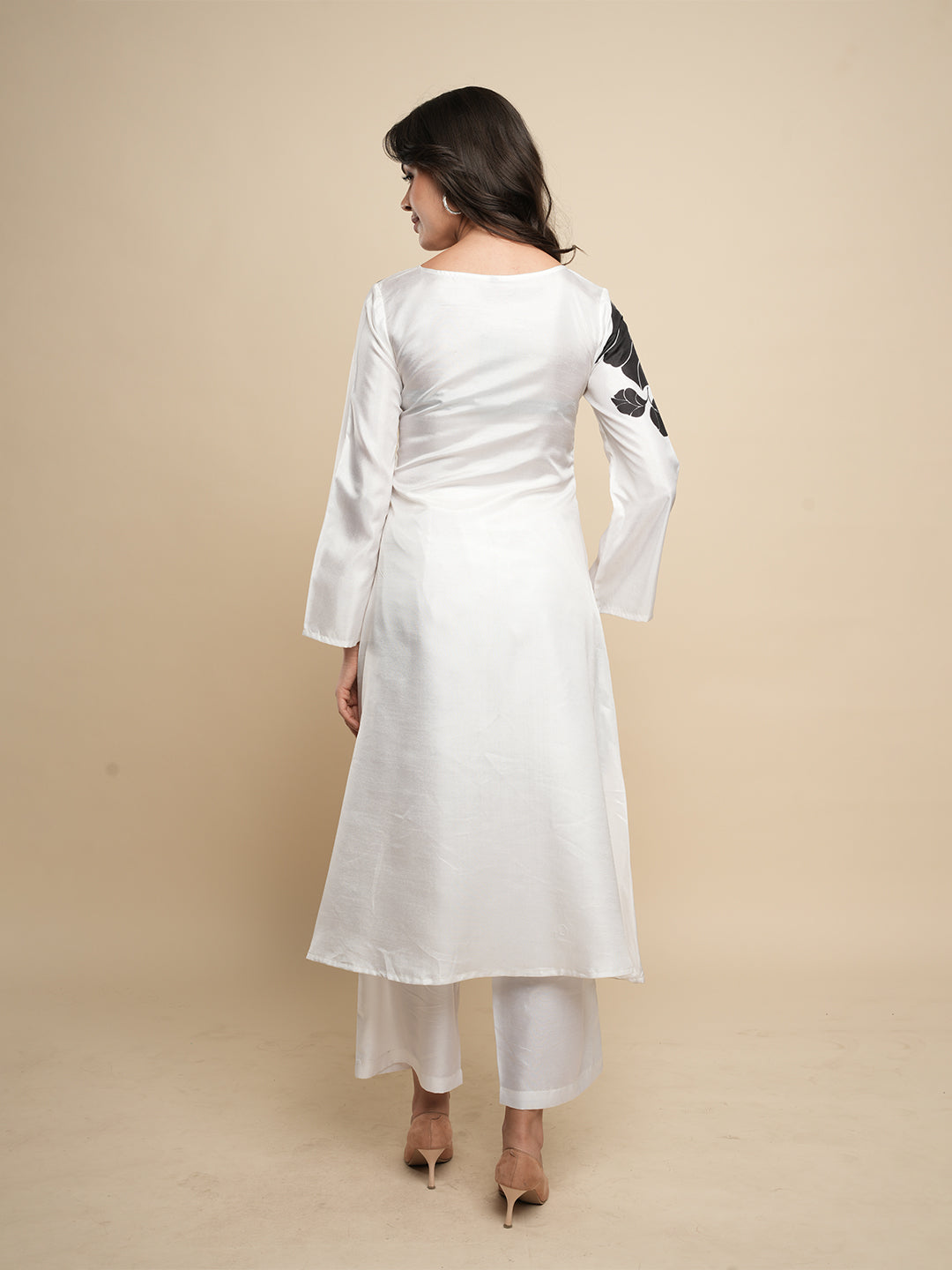 White A-line Kurta with Trouser