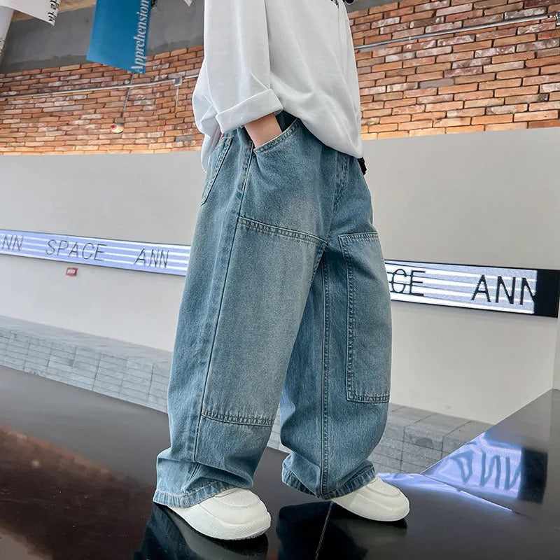 Boys Wide Fit Cargo Jeans