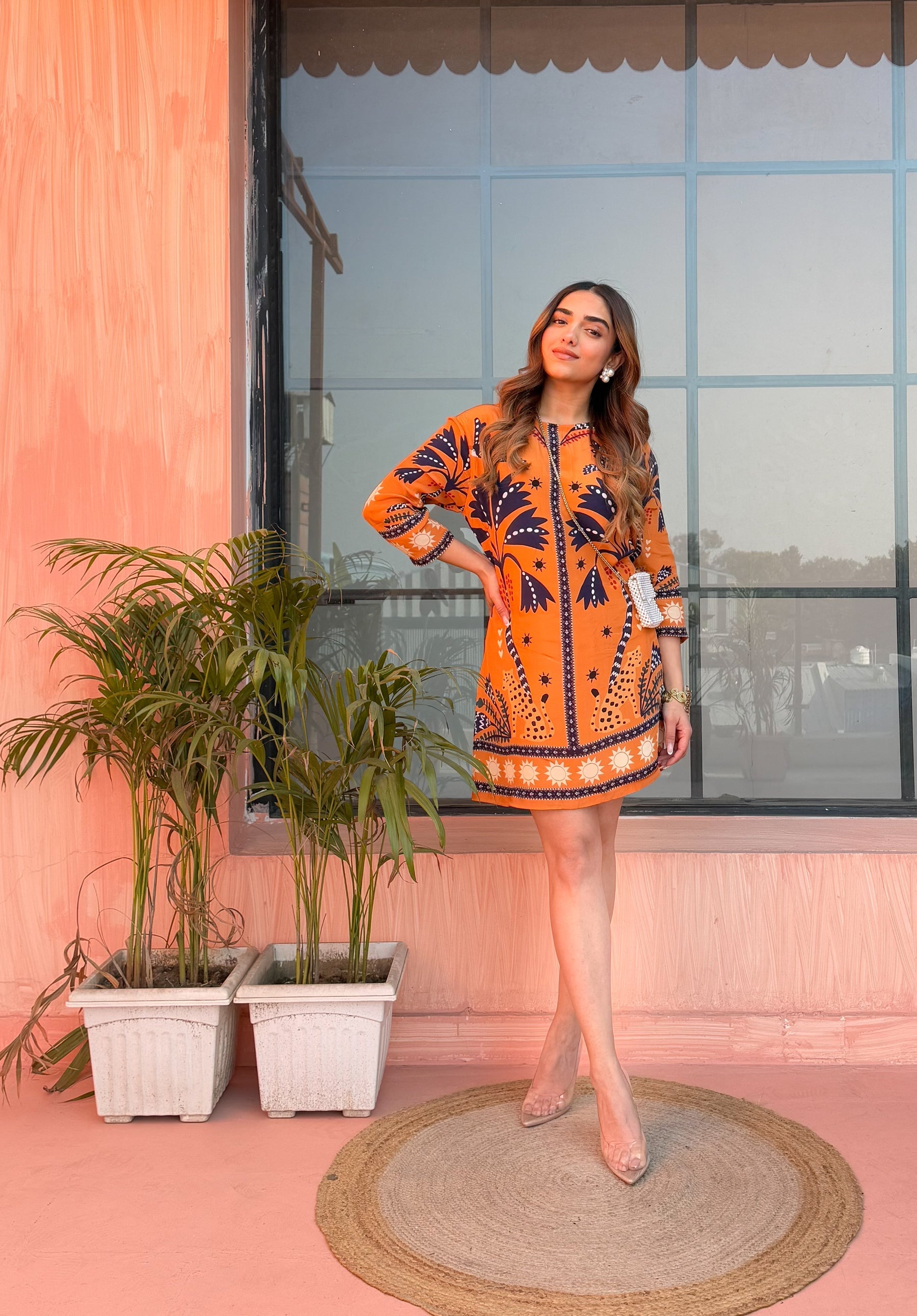 Sunset Spice Printed Shirt Dress