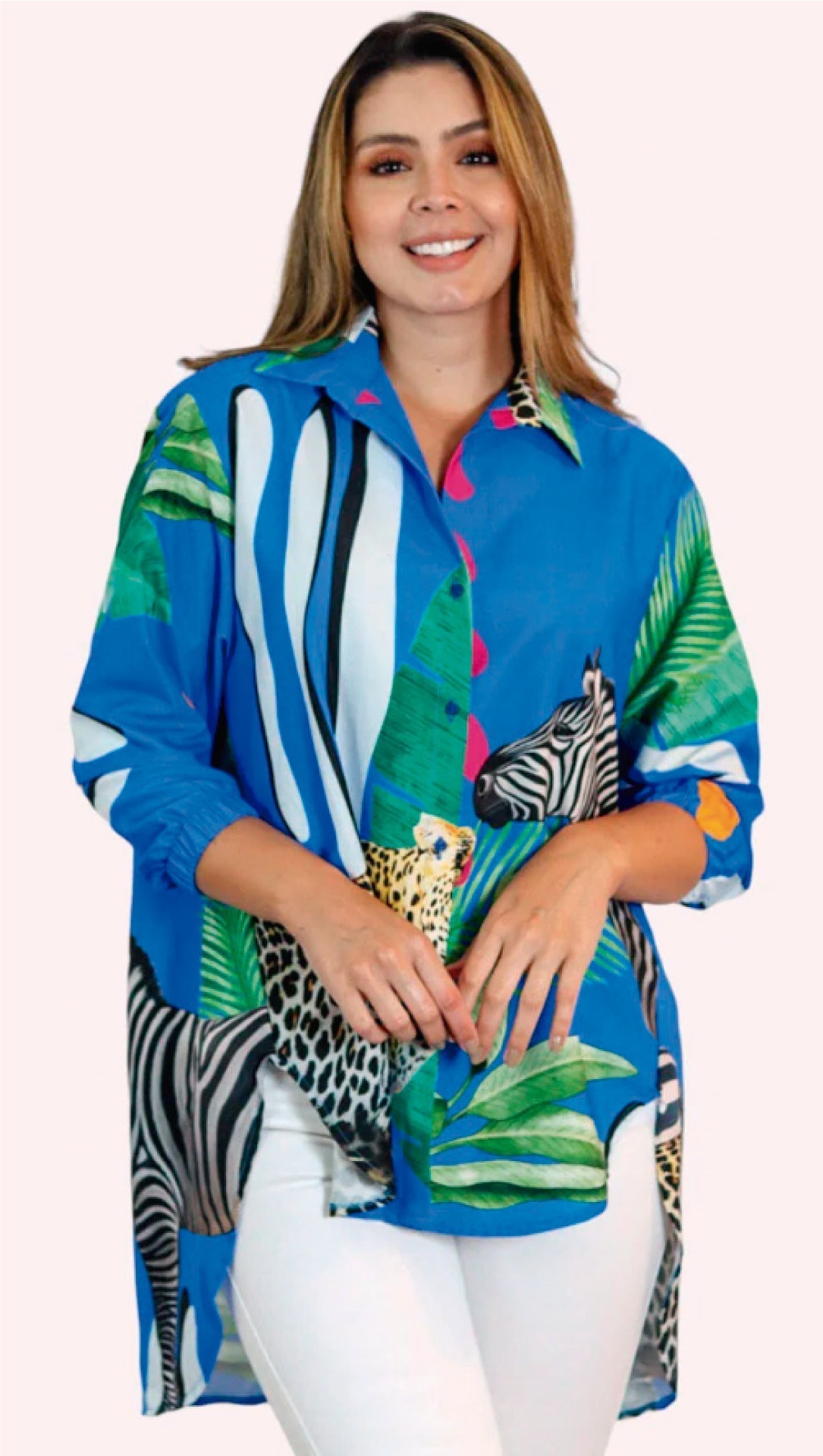 Savanna Printed Silk Satin Shirt for Women – Bold, Tropical & Luxurious