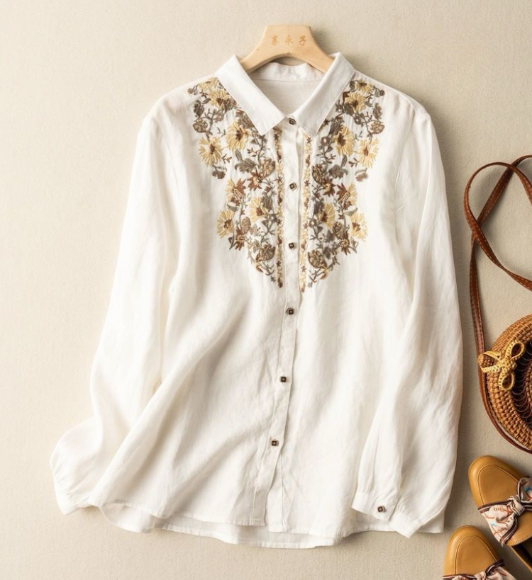 Pure Cotton Embroidered Full Sleeves Comfortable Shirt