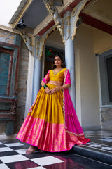 Elegant Narayan Pattu Lehenga Set with Zari Weaving & Sequins Embroidered Dupatta