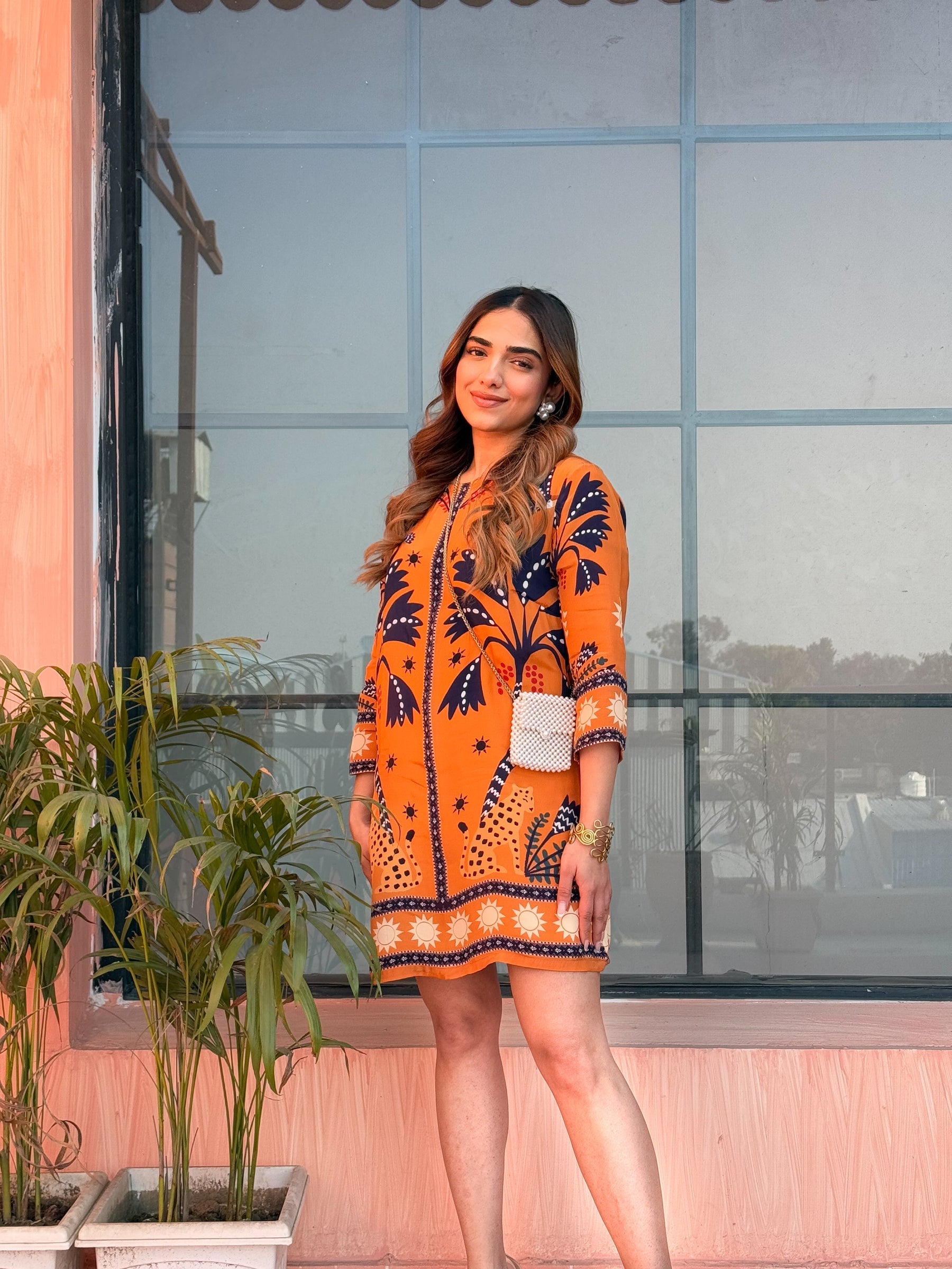 Sunset Spice Printed Shirt Dress