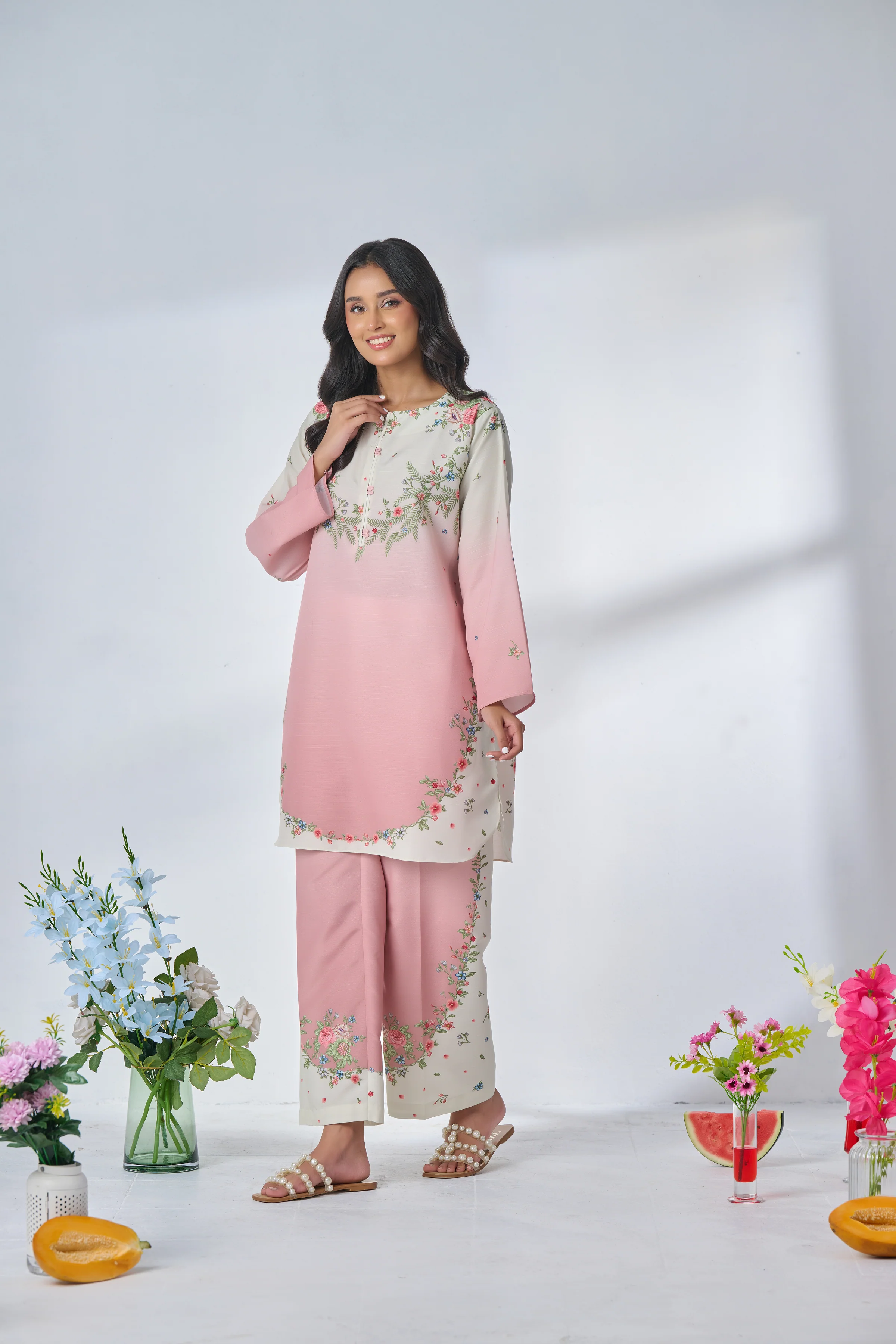 Blush Bloom Floral Printed Two-Piece Set co-ord seat