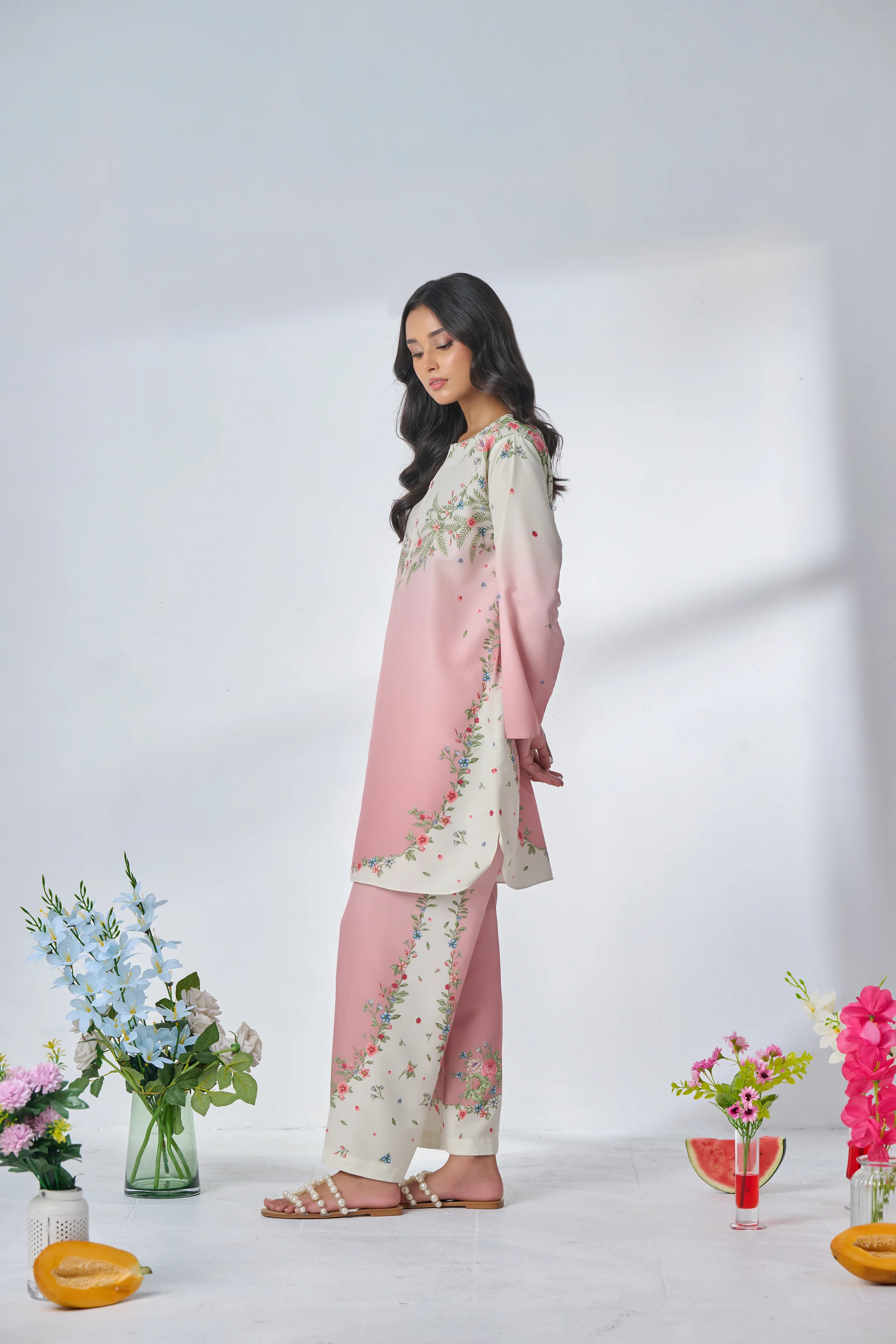 Blush Bloom Floral Printed Two-Piece Set co-ord seat