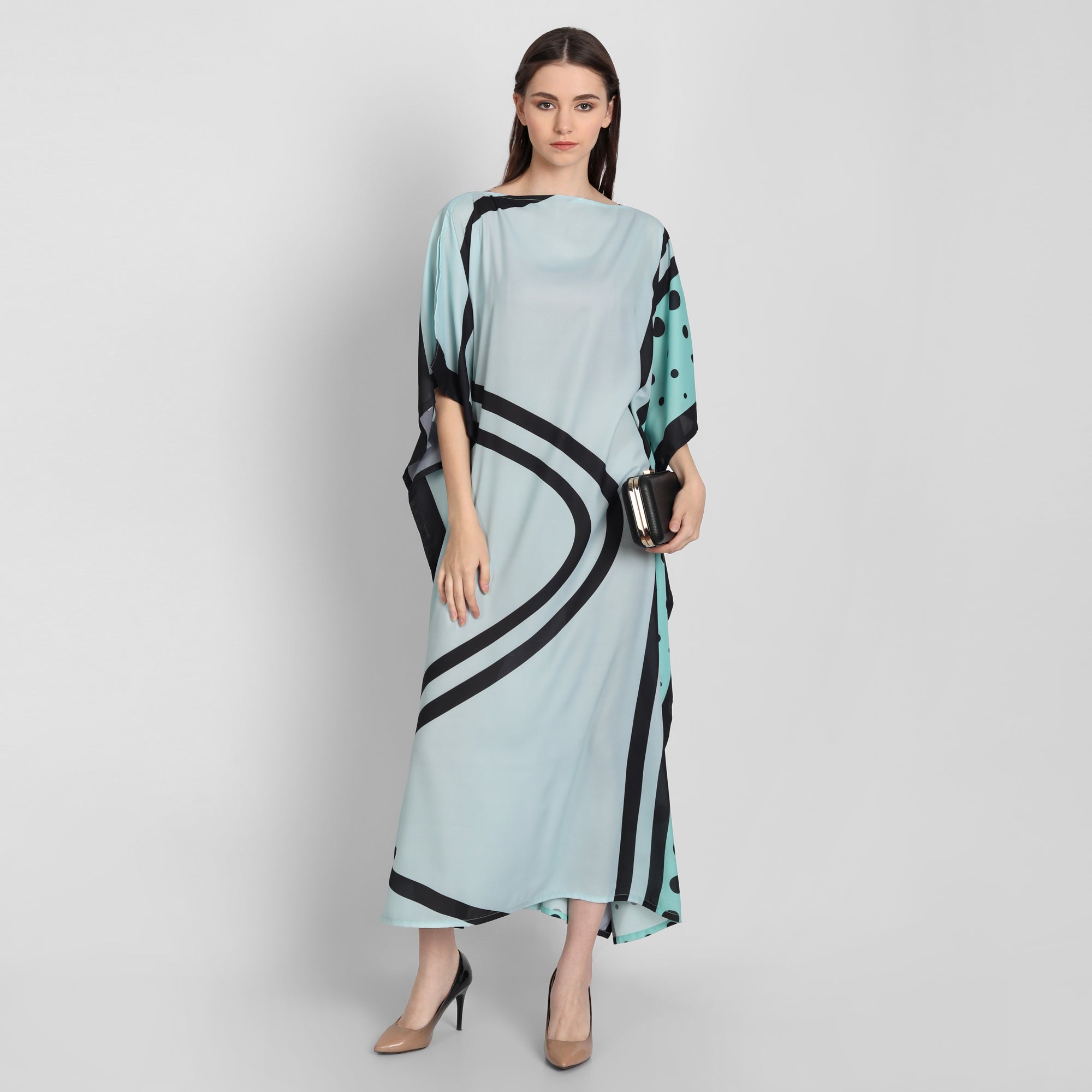 Sea Green French Moss Kaftan Dress for Women – Free Size, Elegant & Comfortable