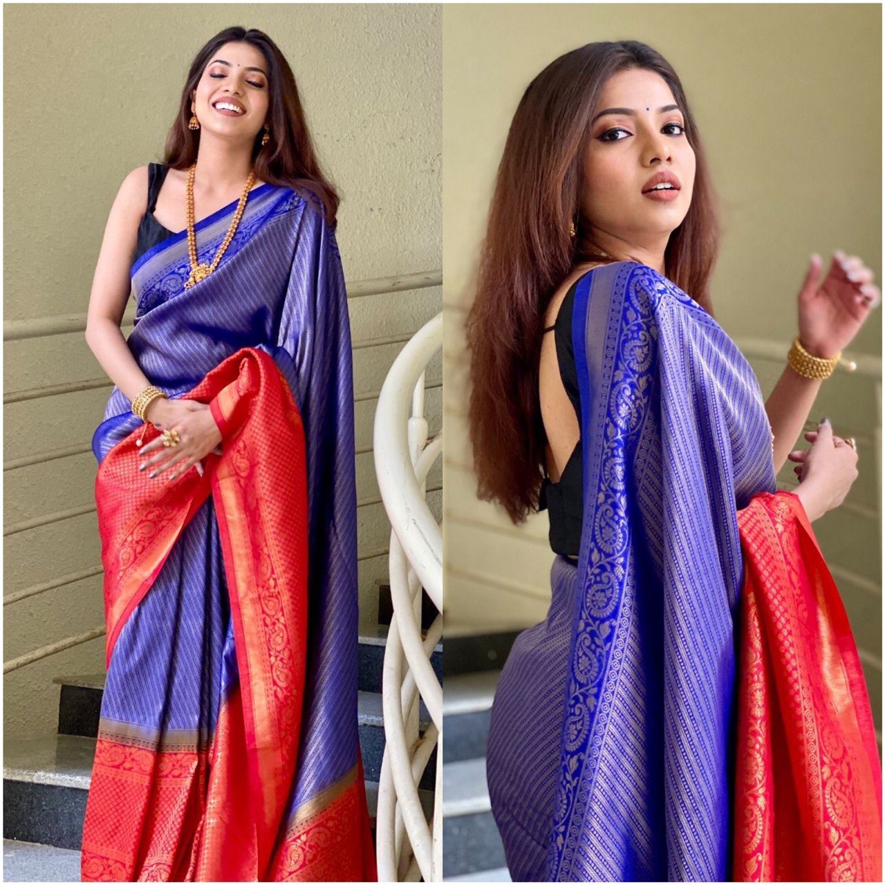 Beautiful Purple Woven Design Jacquard Pure Silk Saree