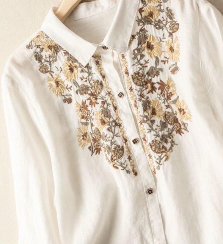 Pure Cotton Embroidered Full Sleeves Comfortable Shirt