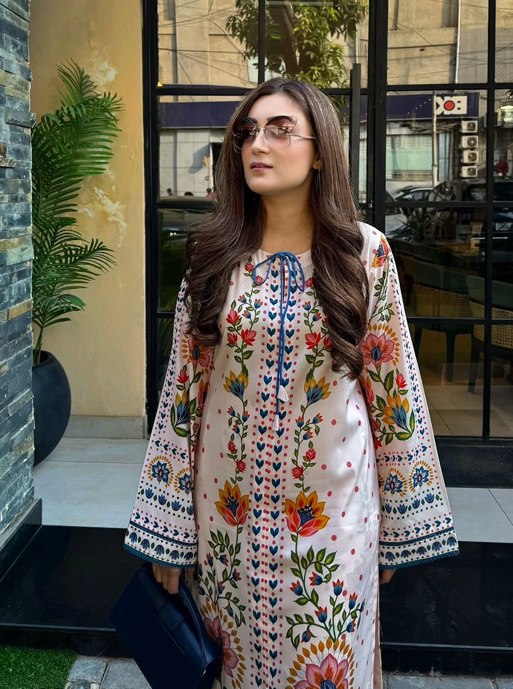 Colourwoven Kurta & Palazzo Set with Geometric Floral Prints – A Fusion of Modern Design and Vibrant Artistry