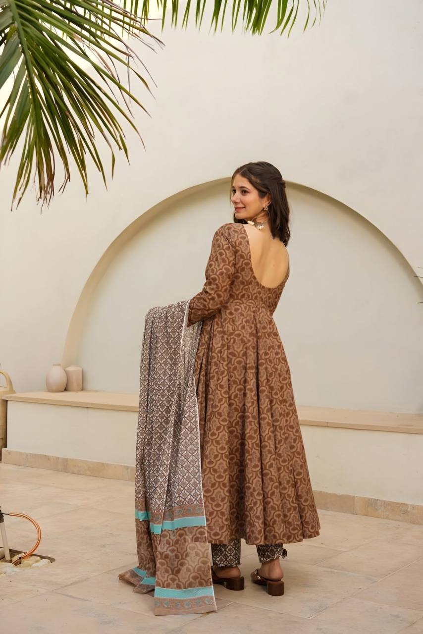 ANJALI  BROWN ANARKALI SUIT SET