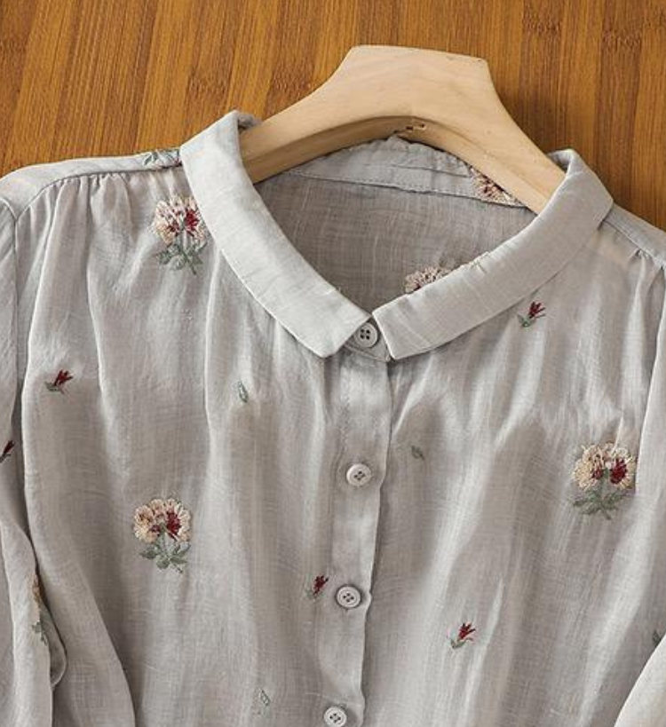 Cotton Floral Embroidered Comfortable Shirt