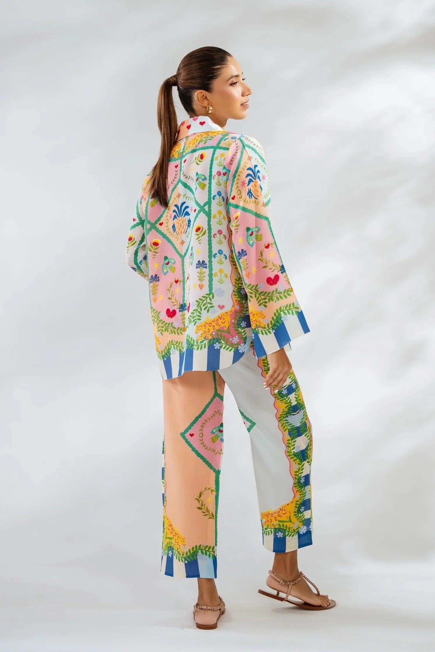 Iridescent Co-ord Set – Vibrant Rainbow Abstract Print in Premium Korean BSY