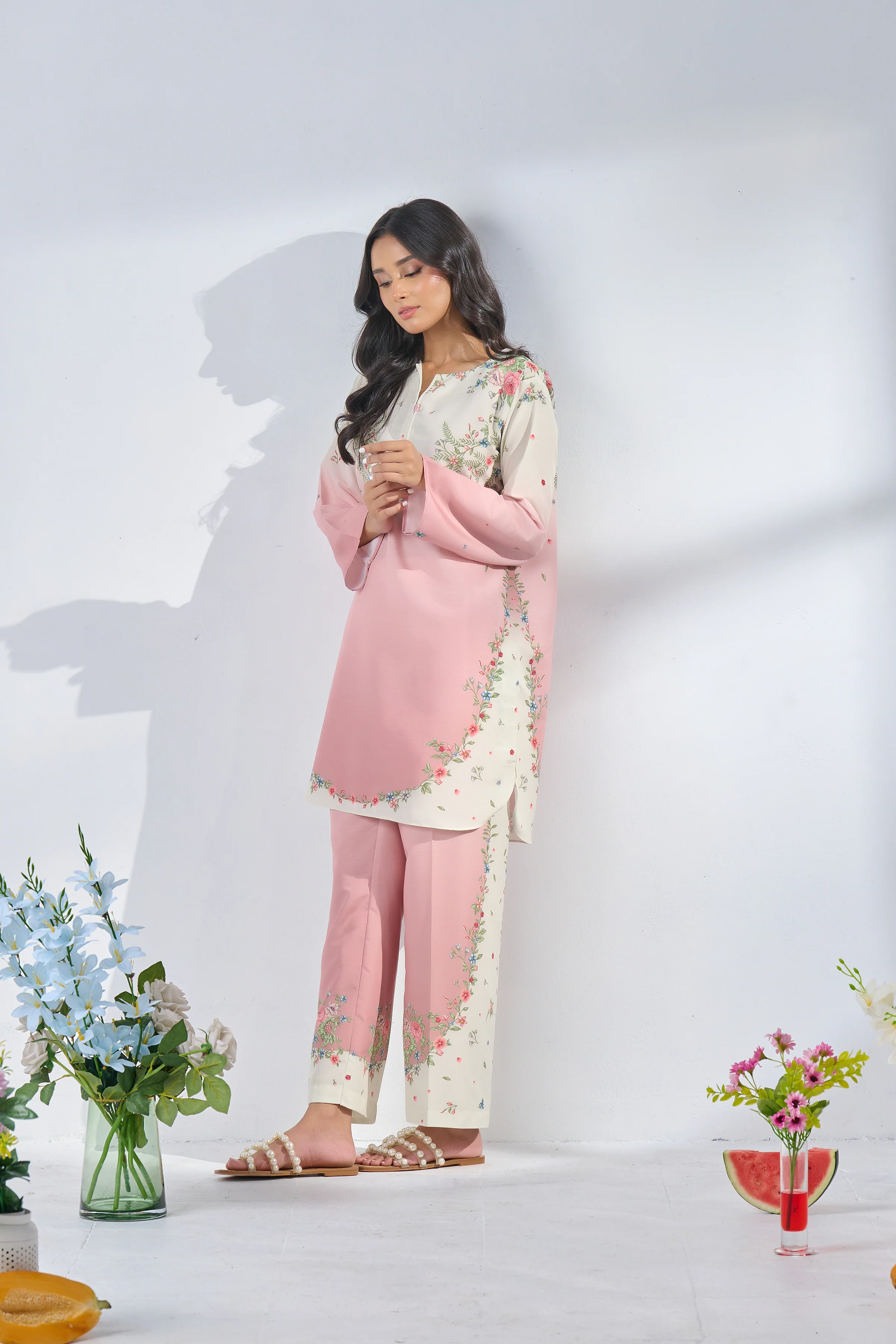 Blush Bloom Floral Printed Two-Piece Set co-ord seat