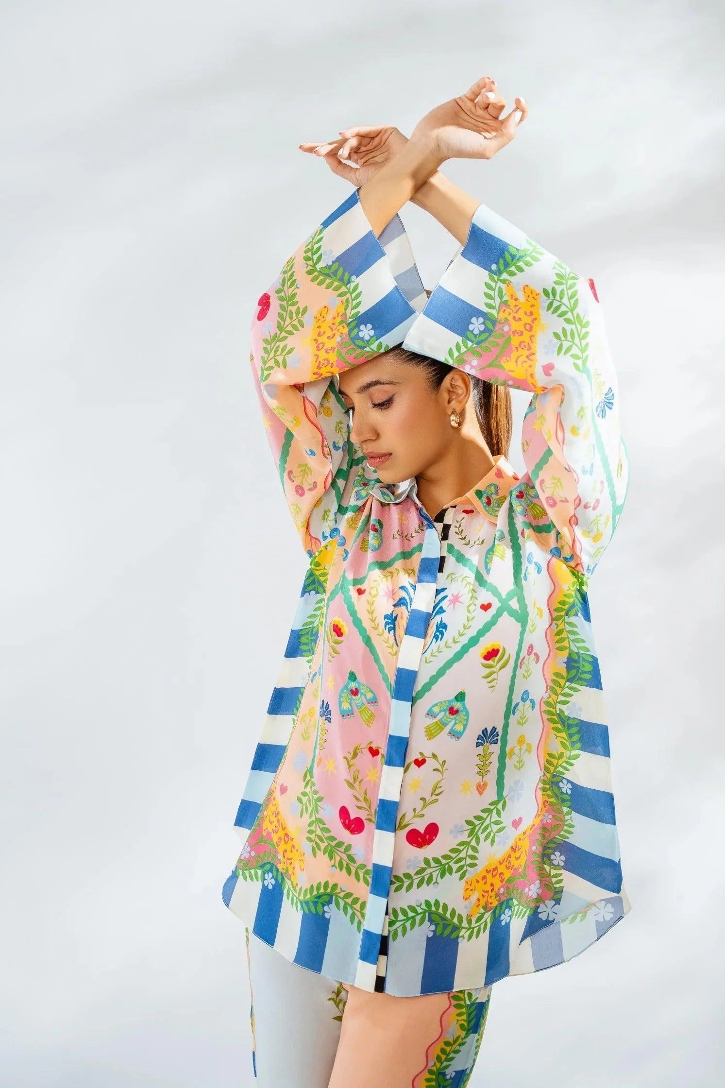 Iridescent Co-ord Set – Vibrant Rainbow Abstract Print in Premium Korean BSY