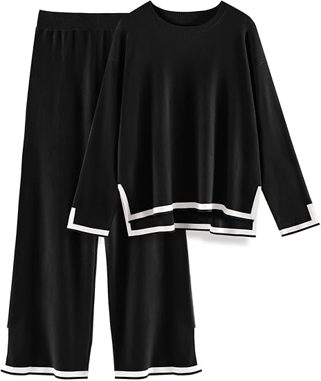 Chic Black Contrast Trim Co-Ord Set