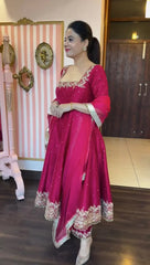 Vichitra Silk Kurta Set with Dupatta for Women