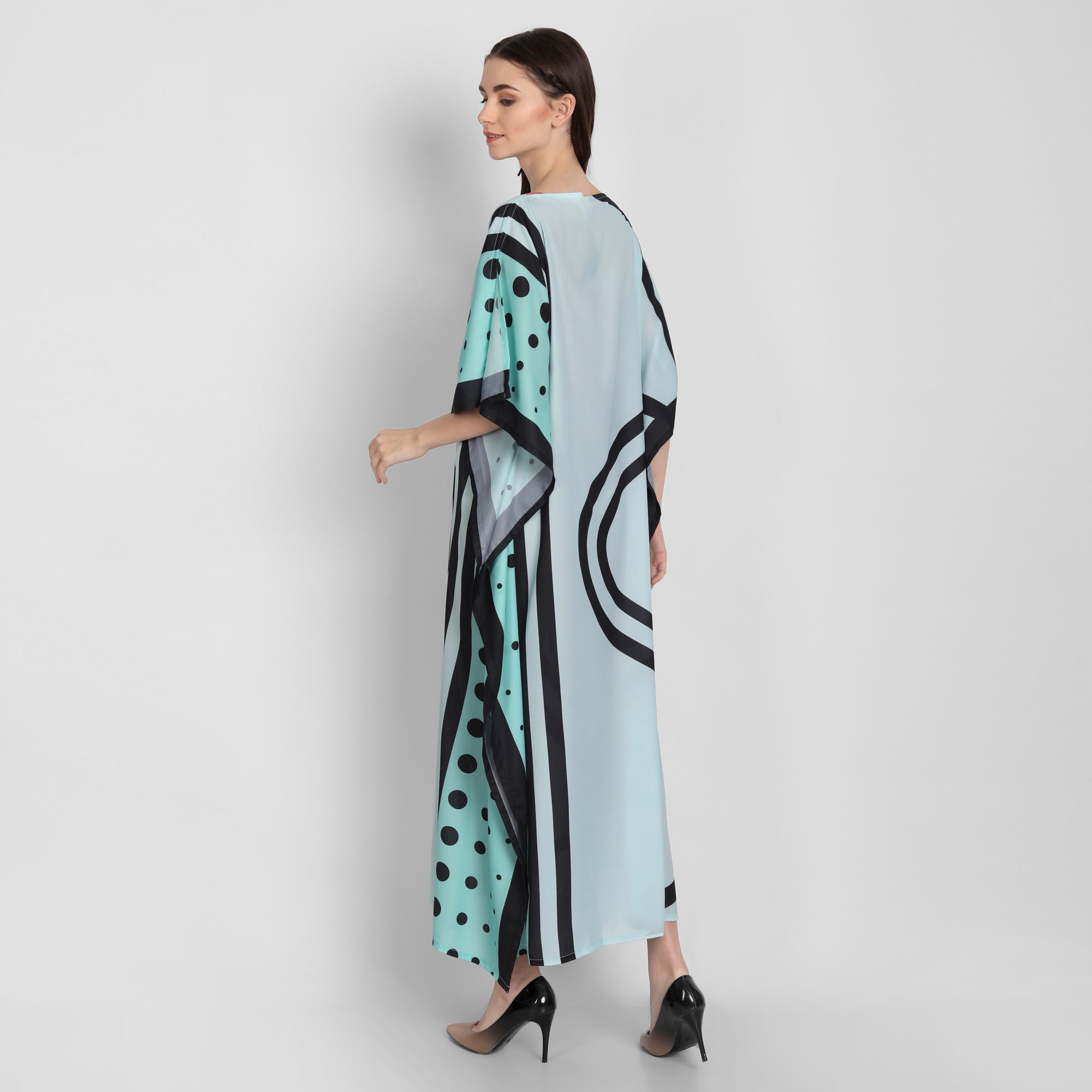 Sea Green French Moss Kaftan Dress for Women – Free Size, Elegant & Comfortable