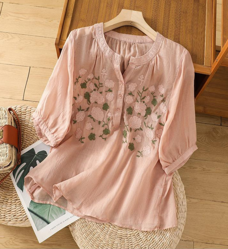 Pure Cotton Embroidered Casual Wear Top
