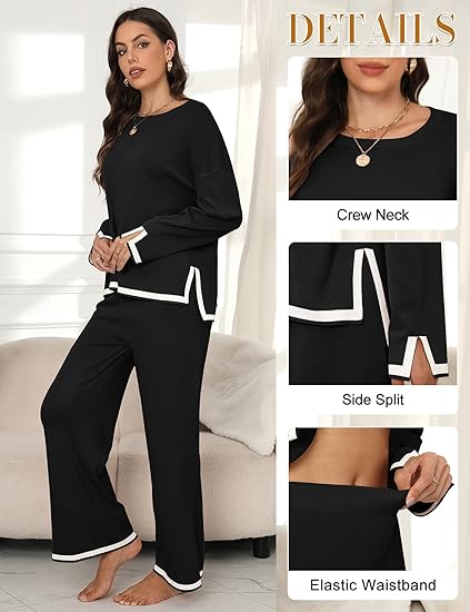 Chic Black Contrast Trim Co-Ord Set