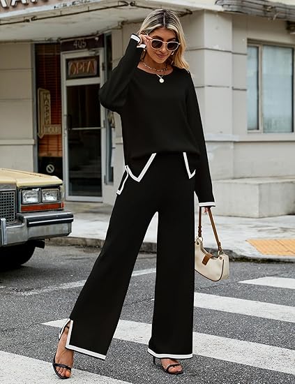 Chic Black Contrast Trim Co-Ord Set