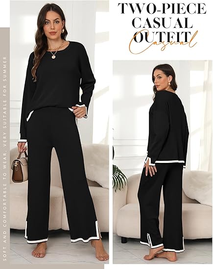 Chic Black Contrast Trim Co-Ord Set