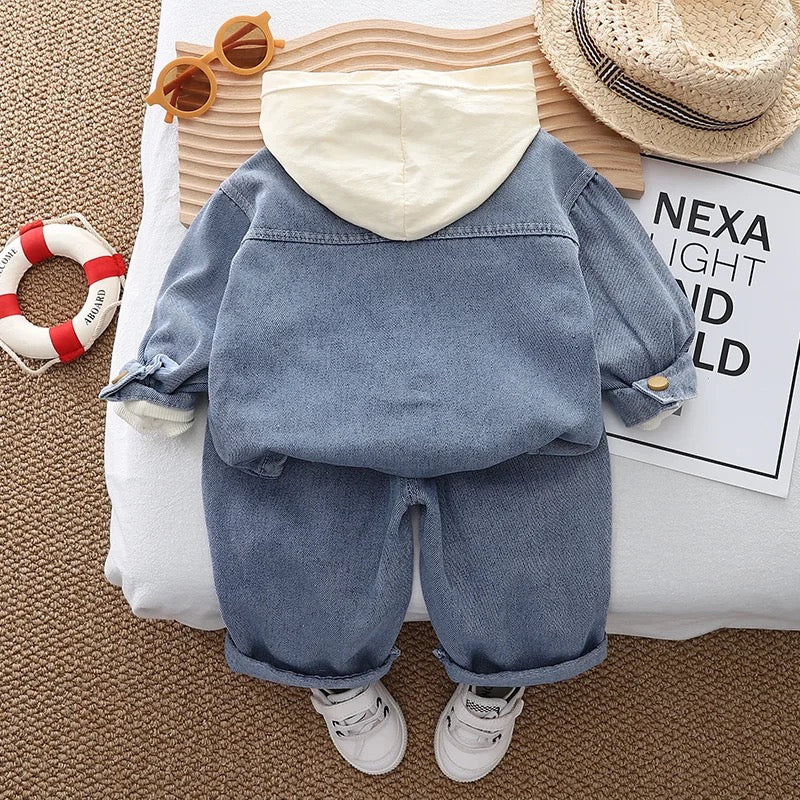Boys Color Block Denim Co-ord Set