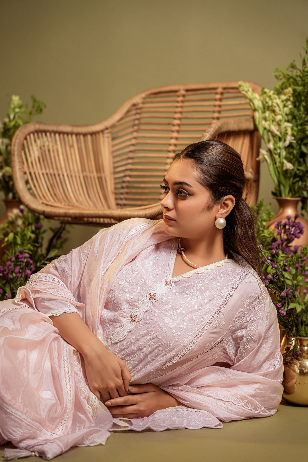 Pink Embroidered Kurta Set with Dupatta
