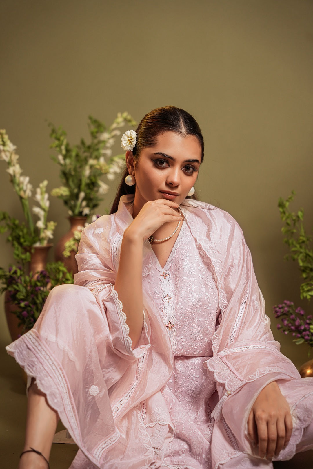 Pink Embroidered Kurta Set with Dupatta