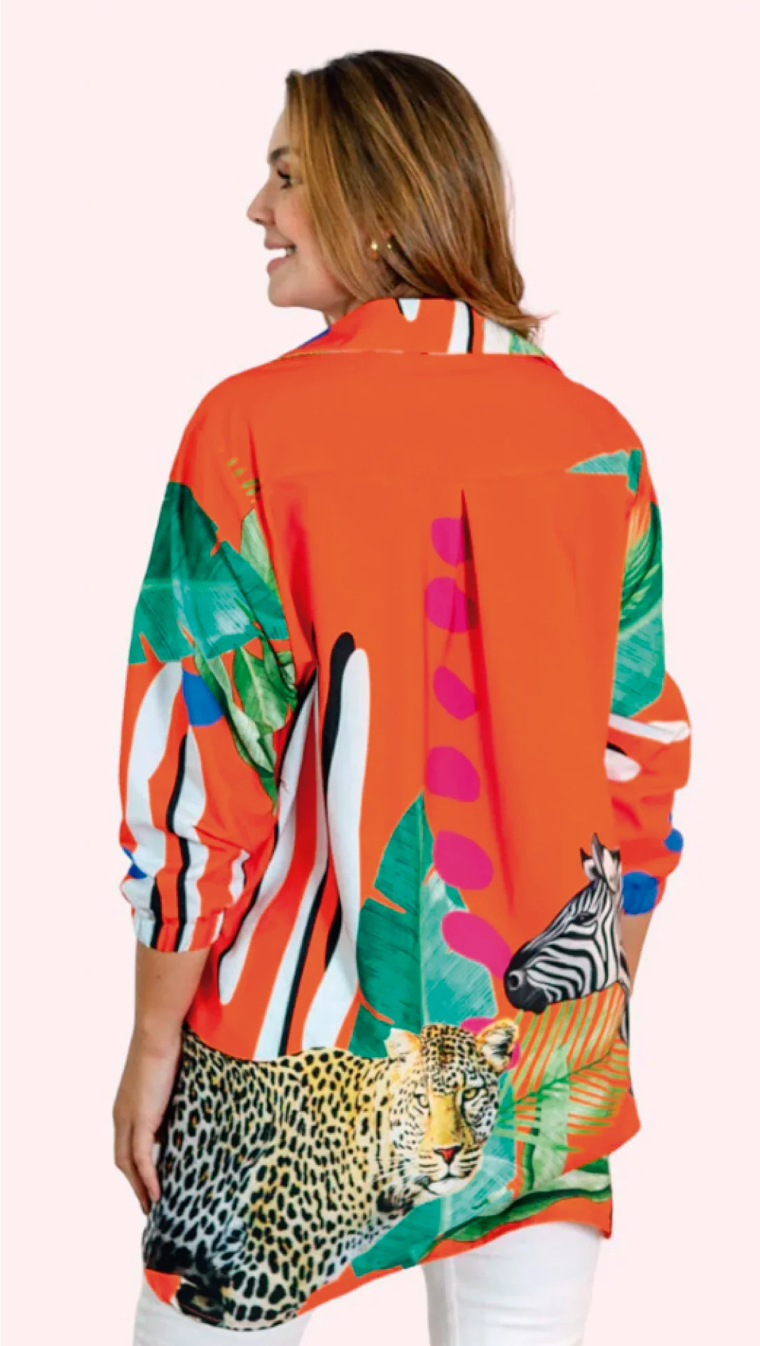 Savanna Printed Silk Satin Shirt for Women – Bold, Tropical & Luxurious
