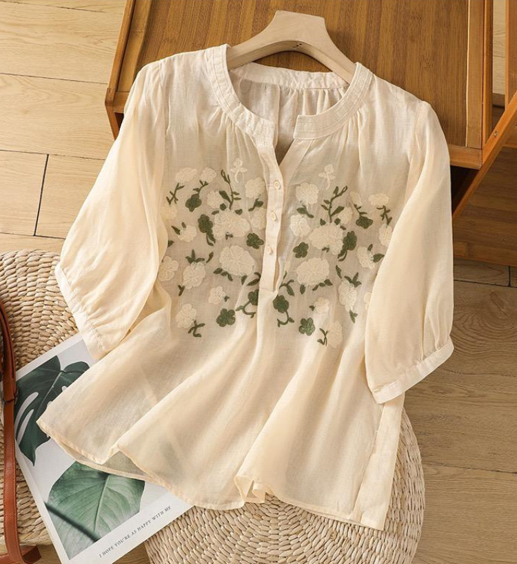 Pure Cotton Embroidered Casual Wear Top