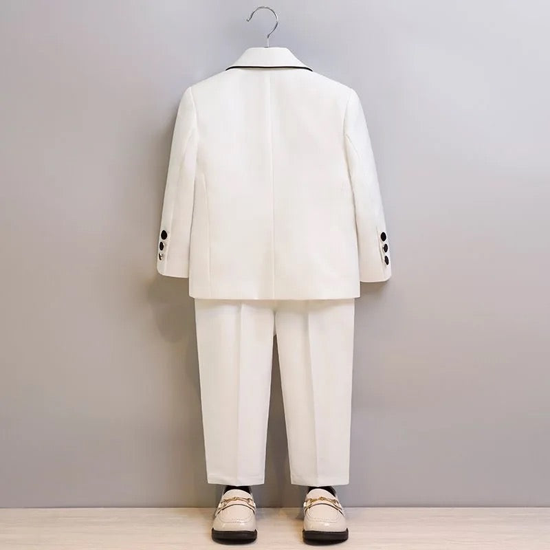 Boys White Party Wear 4 Pcs Suit