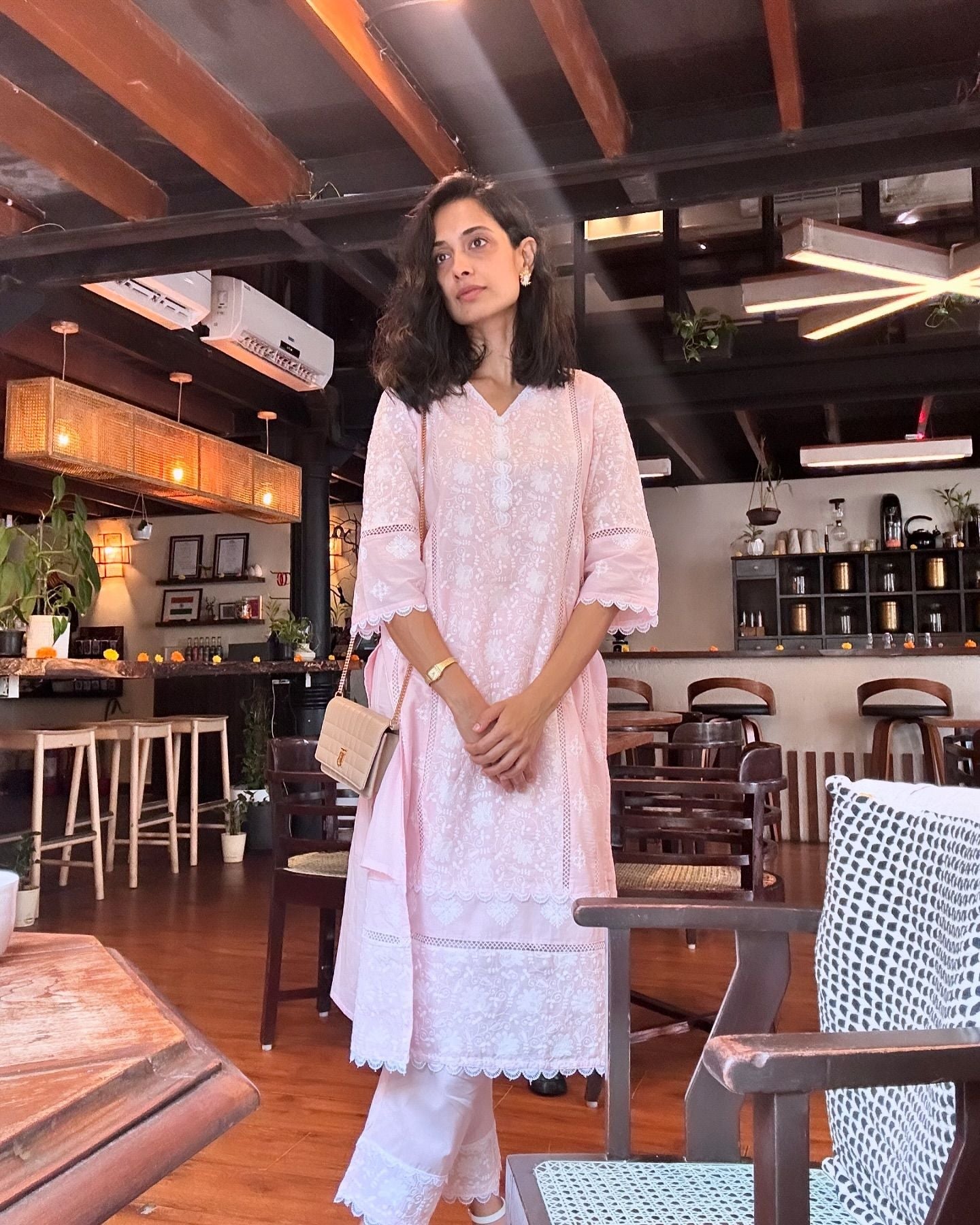 Pink Embroidered Kurta Set with Dupatta