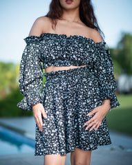 Noir Print Dress – Black Floral Elegance