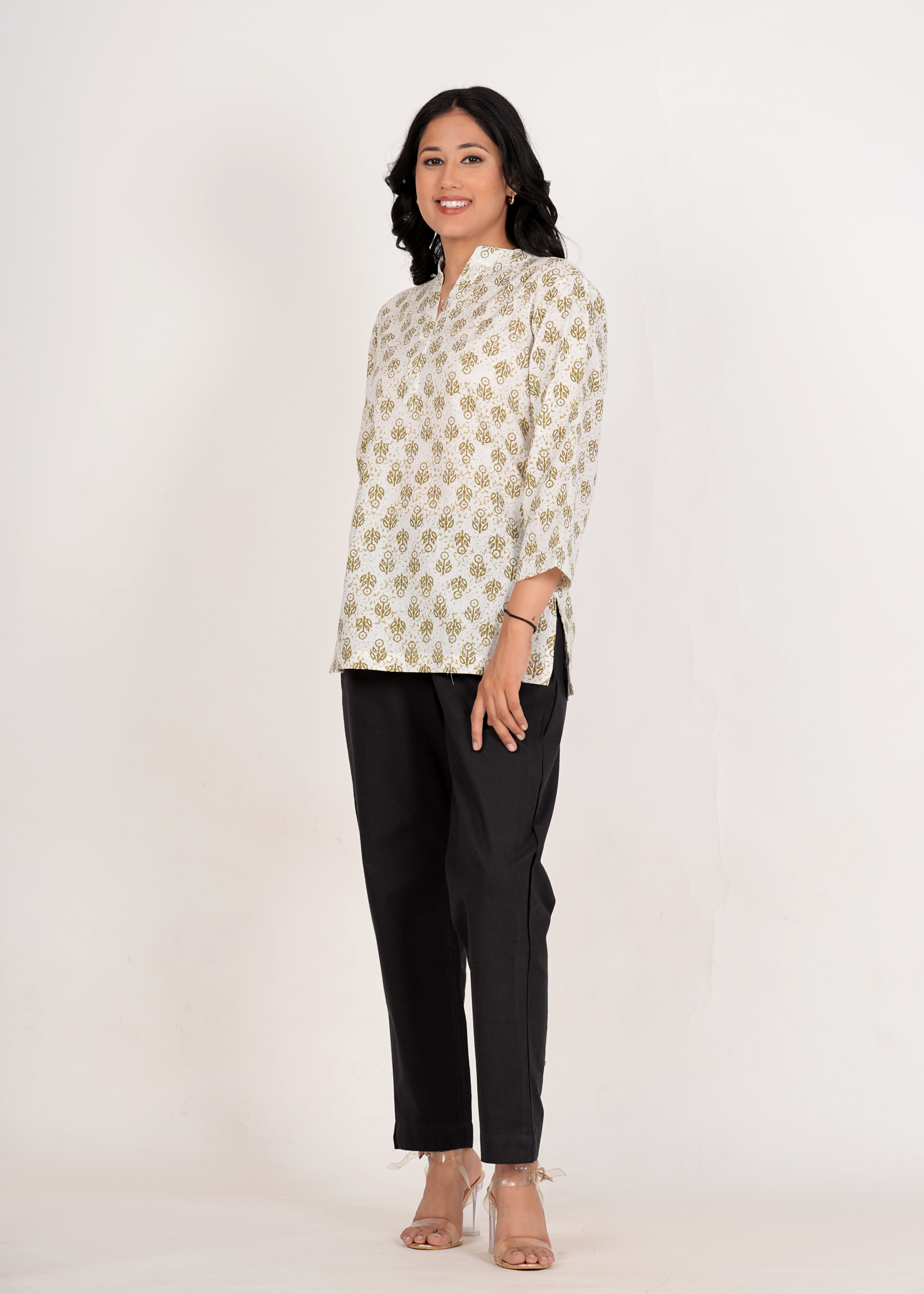 White Short Straight Cotton Kurta