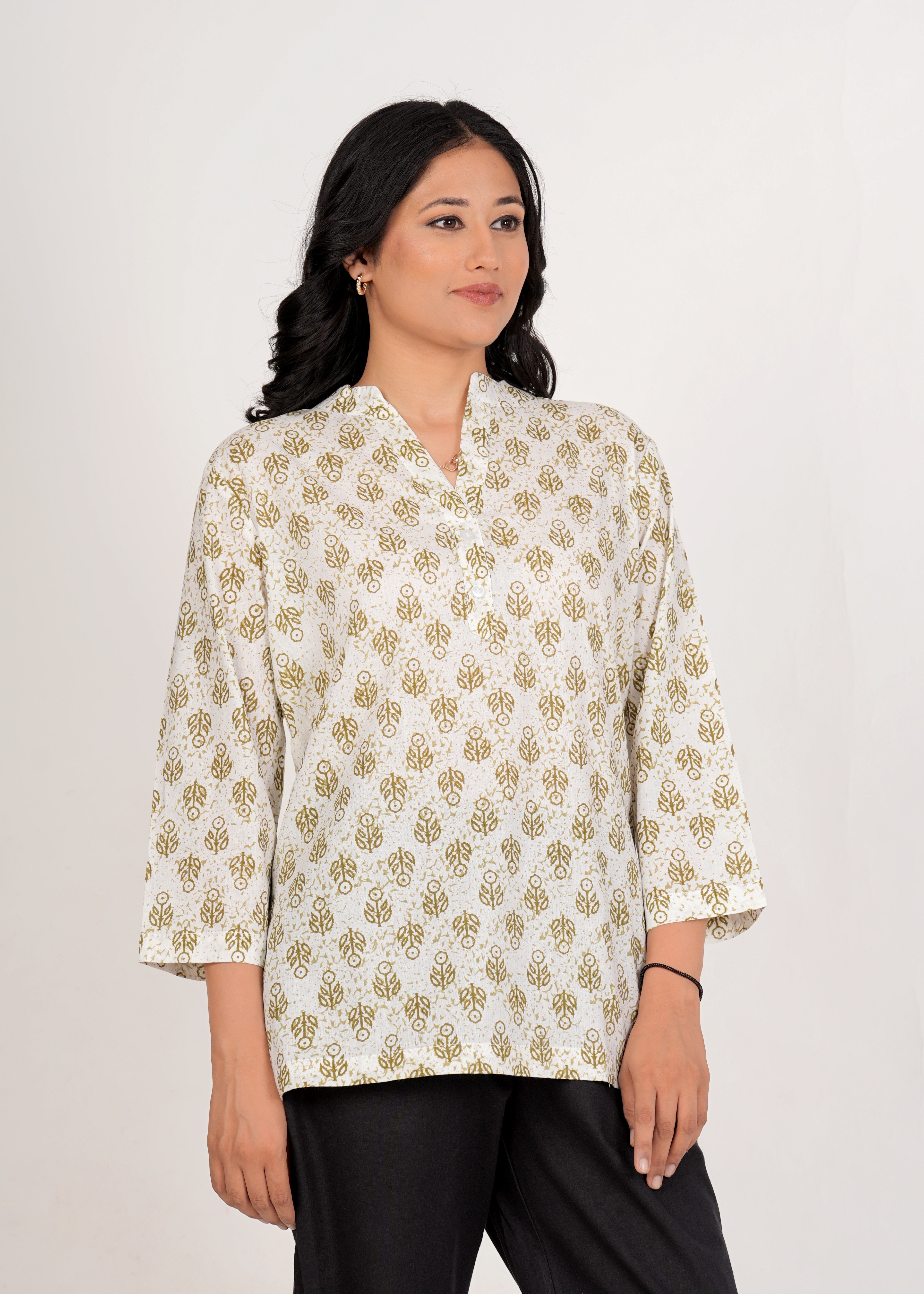 White Short Straight Cotton Kurta